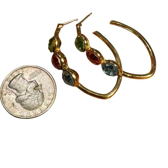 Elegant Gold tone Multi-Color Hoop Earrings - Picture 4 of 4